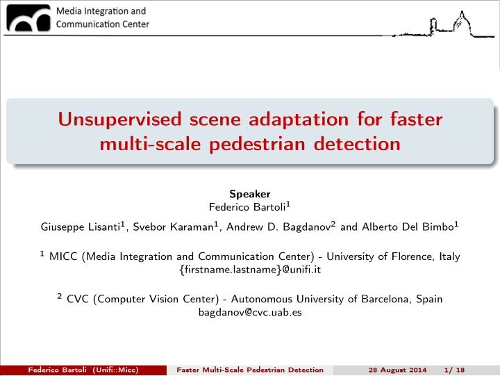 unsupervised scene adaptation for faster multi scale