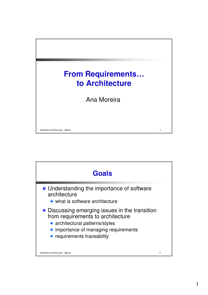 from requirements to architecture