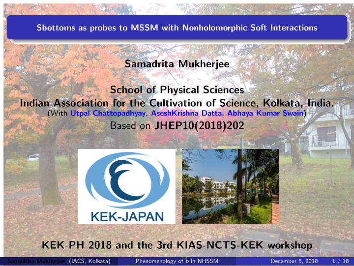 samadrita mukherjee school of physical sciences indian