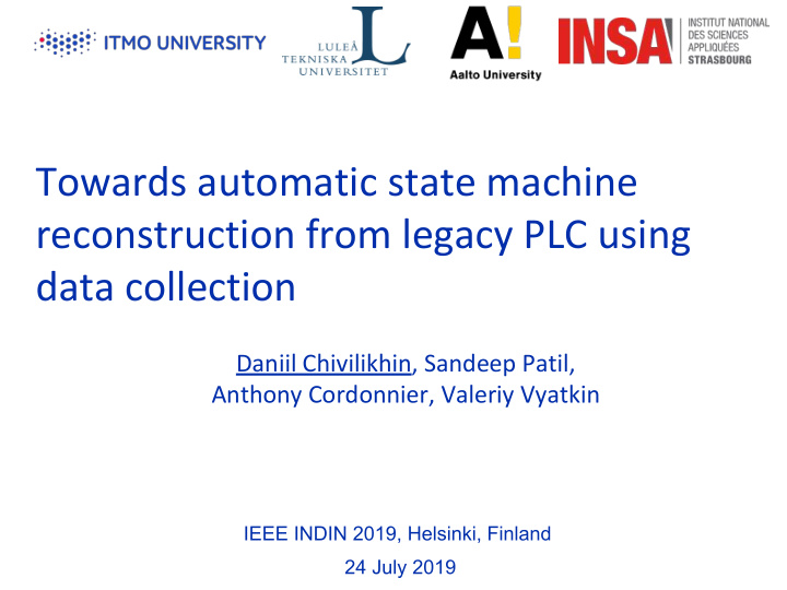 towards automatic state machine reconstruction from