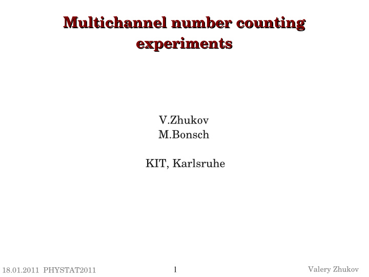 multichannel number counting multichannel number counting