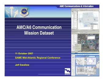 AMC/A6 Communication  Mission Dataset  11 October 2007  SAME Mid-Atlantic Regional Conference  Jeff