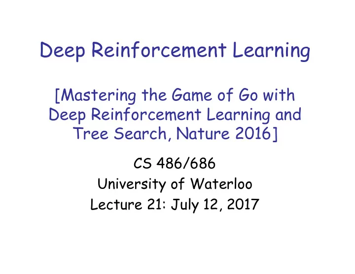 deep reinforcement learning