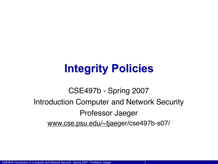 integrity policies
