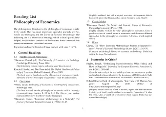 Reading List book well, given that Hausman has a more historical focus. Short!) Philosophy of