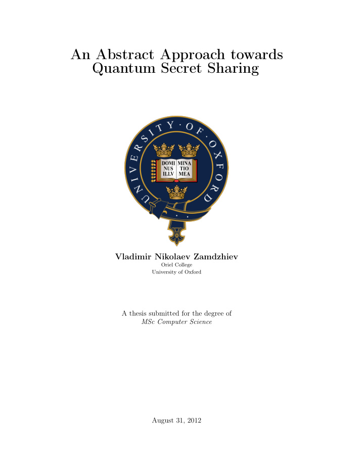 an abstract approach towards quantum secret sharing