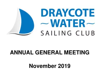 ANNUAL GENERAL MEETING  November 2019  REPORT OF THE COMMITTEE  JEREMY  A YEAR OF FUNDAMENTAL