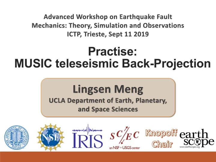 practise music teleseismic back projection multiple