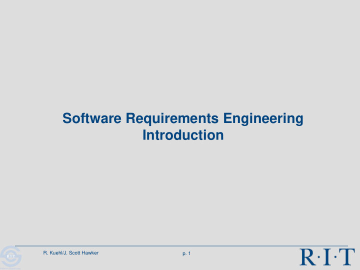 software requirements engineering introduction