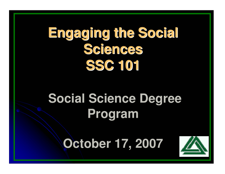 engaging the social engaging the social sciences sciences