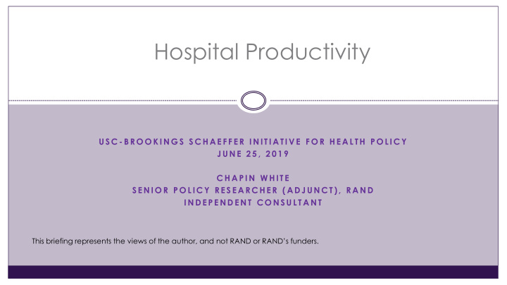 hospital productivity