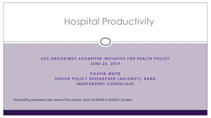 hospital productivity