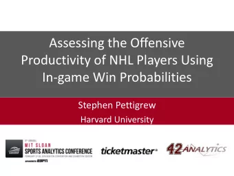 Productivity of NHL Players Using  In-game Win Probabilities  Stephen Pettigrew  Harvard University