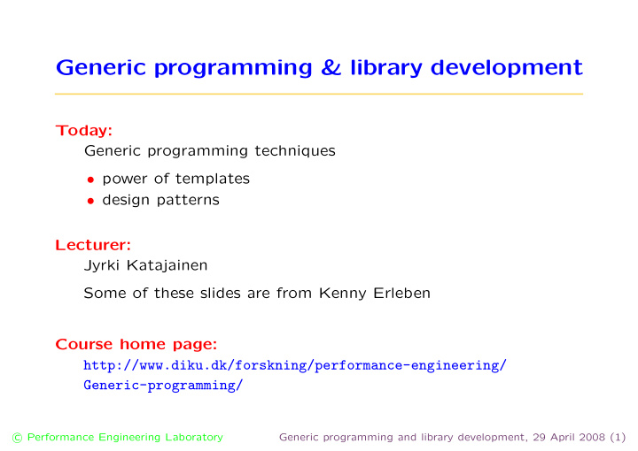generic programming library development