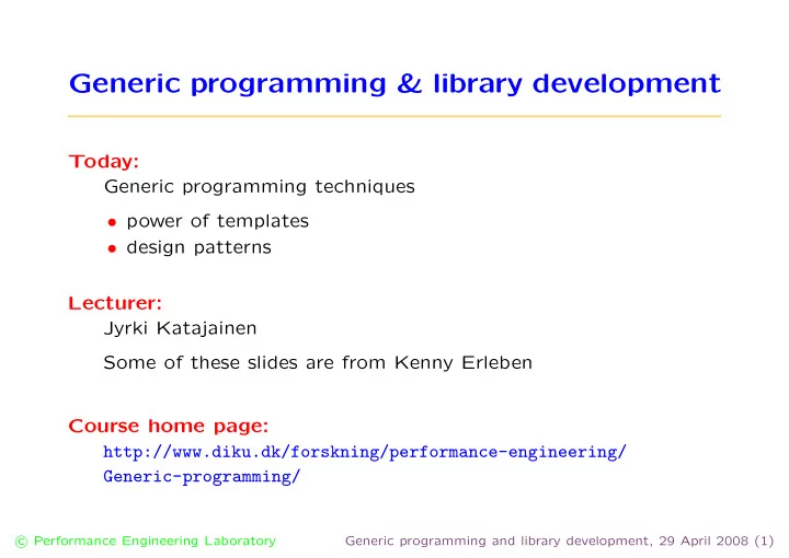 generic programming library development