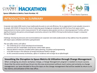 INTRODUCTION + SUMMARY Corporate real estate (CRE) metrics have traditionally focused on cost and