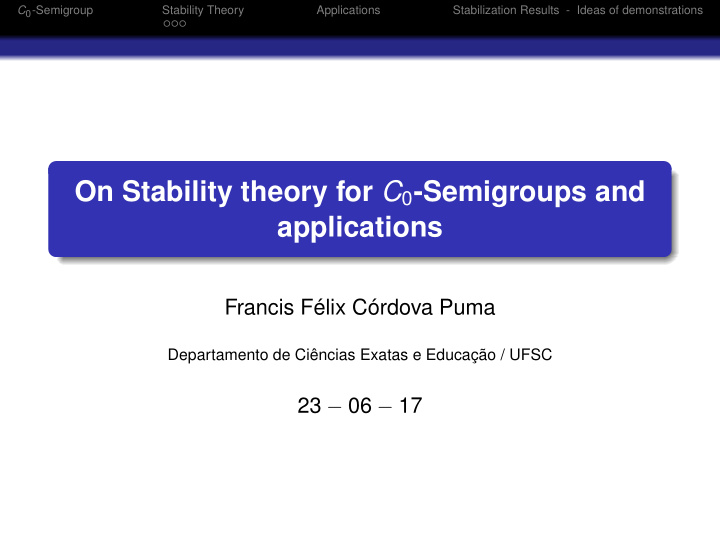 on stability theory for c 0 semigroups and applications