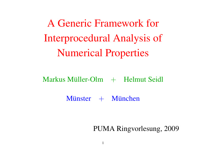 a generic framework for interprocedural analysis of