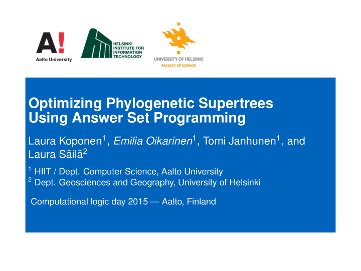 optimizing phylogenetic supertrees using answer set