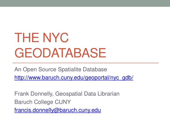 the nyc geodatabase