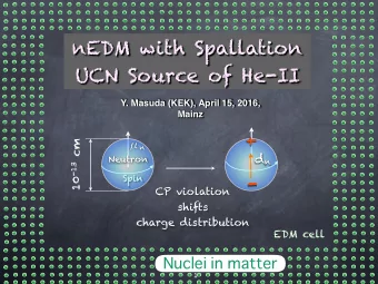 nEDM with Spallation  UCN Source of He-II  Y. Masuda (KEK), April 15, 2016,  Mainz  + 10 -13 cm
