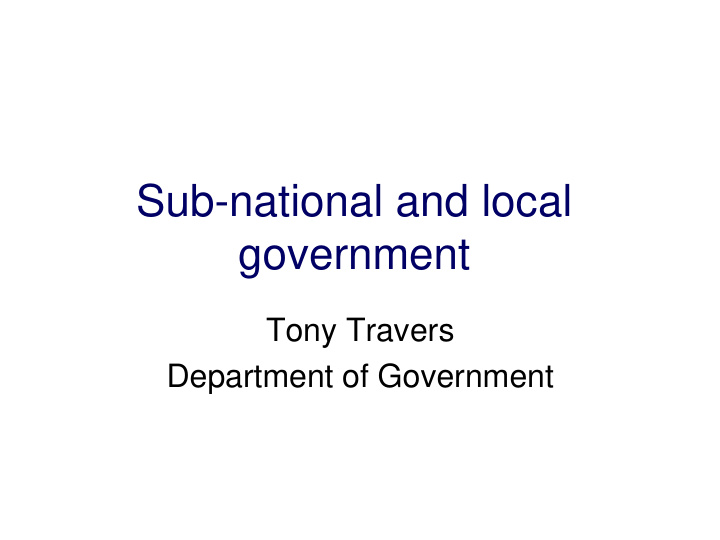 sub national and local government