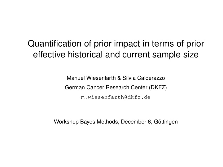 quantification of prior impact in terms of prior