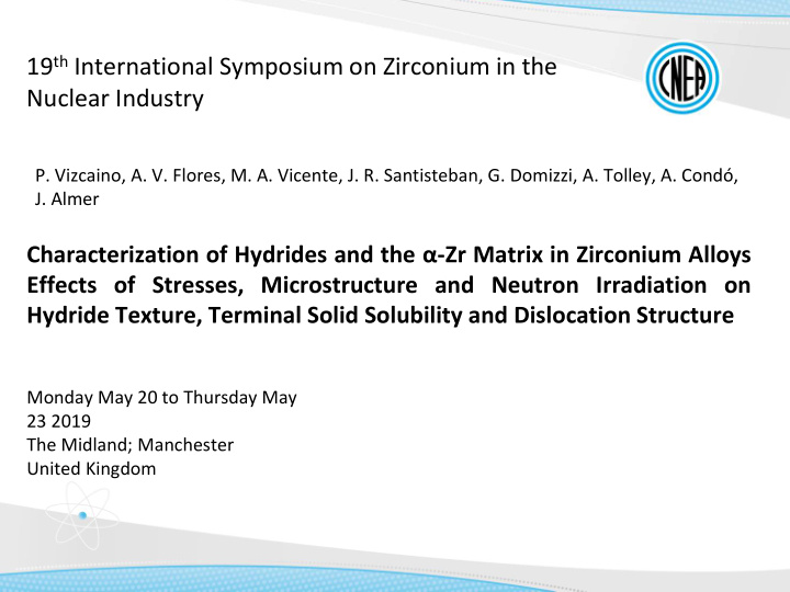 19 th international symposium on zirconium in the