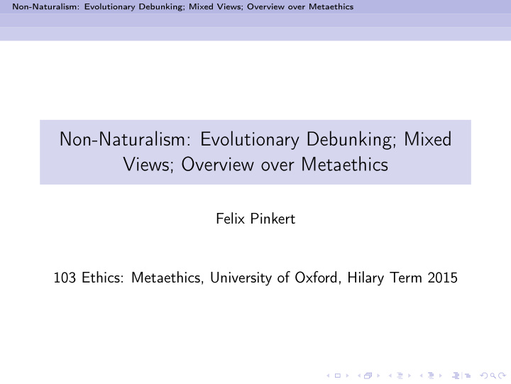 non naturalism evolutionary debunking mixed views