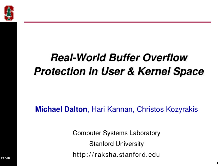 real world buffer overflow protection in user kernel space