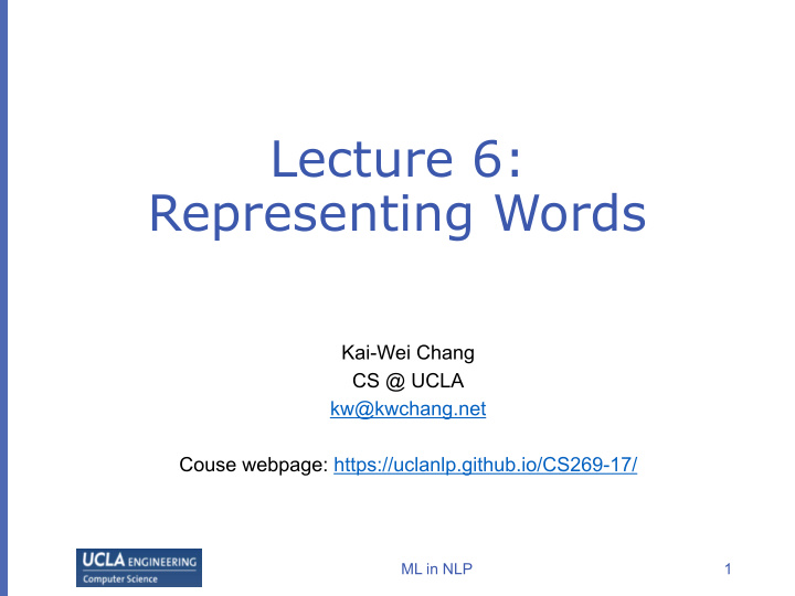 lecture 6 representing words