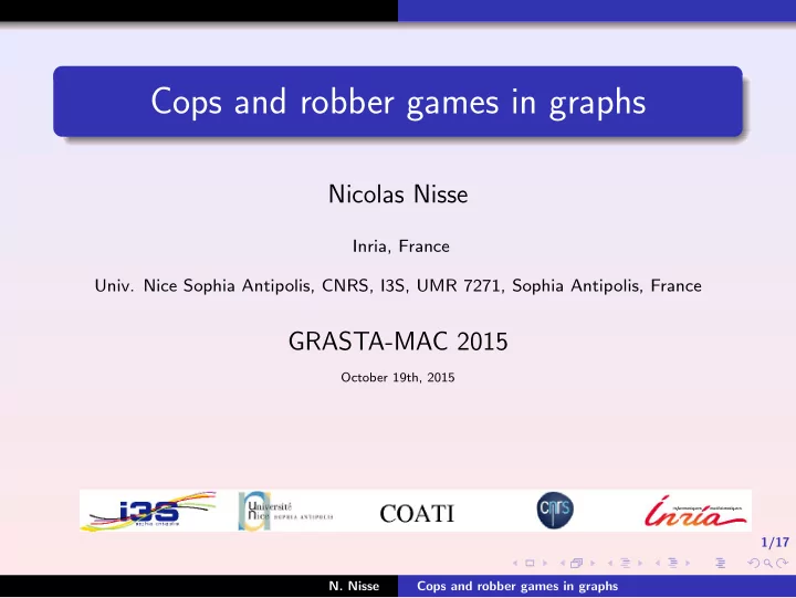 cops and robber games in graphs