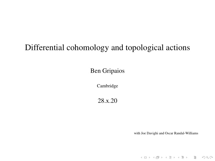 differential cohomology and topological actions