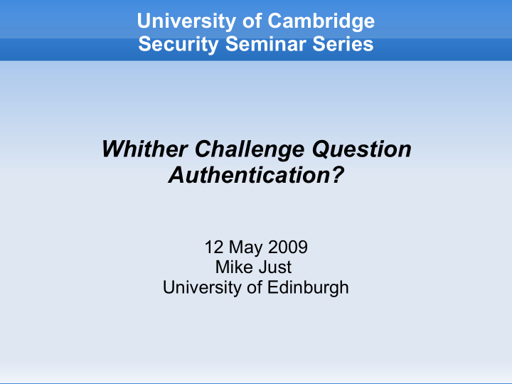 whither challenge question authentication