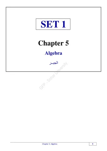 5.1  Basic Operations Chapter 5: Algebra  2  Chapter 5: Algebra