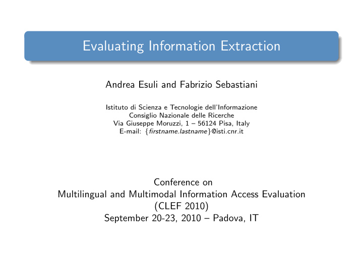 evaluating information extraction