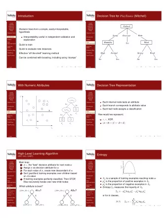 Introduction Decision Tree for PlayTennis (Mitchell)  CSCE  CSCE  478/878  478/878  Outlook