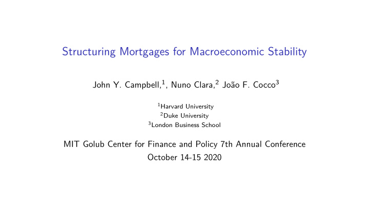 structuring mortgages for macroeconomic stability
