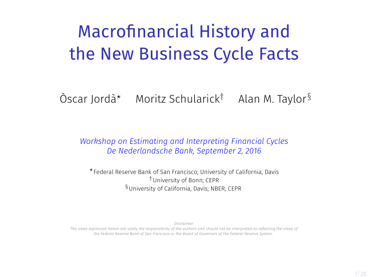 macrofinancial history and the new business cycle facts