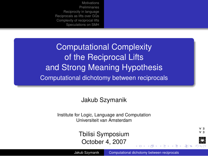 computational complexity of the reciprocal lifts and