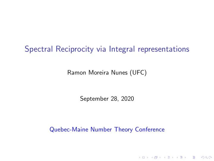 spectral reciprocity via integral representations