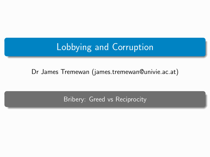 lobbying and corruption
