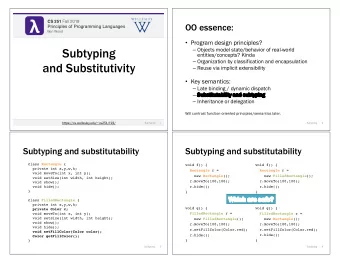 CS 251 Fall 2019 CS 251 Fall 2019  OO essence:  Principles of Programming Languages