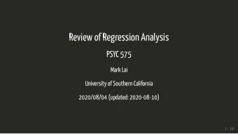Review of Regression Analysis  Review of Regression Analysis  PSYC 575  PSYC 575  Mark Lai  Mark