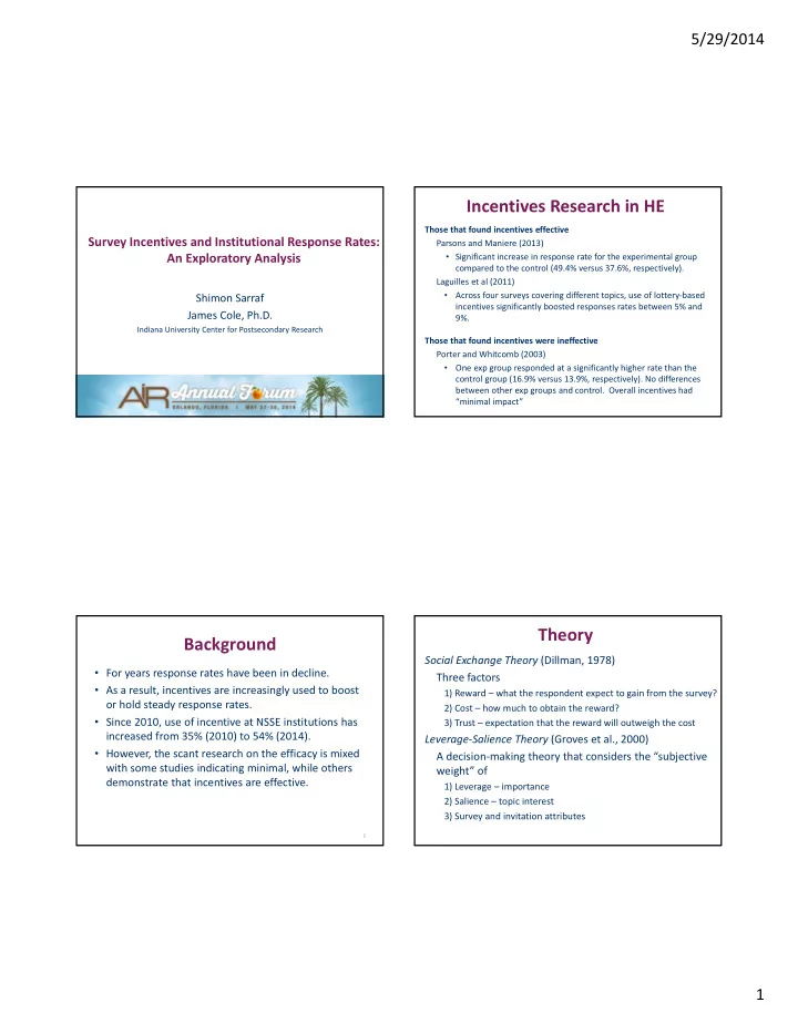 incentives research in he