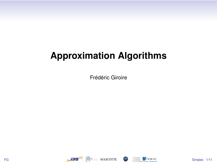 approximation algorithms