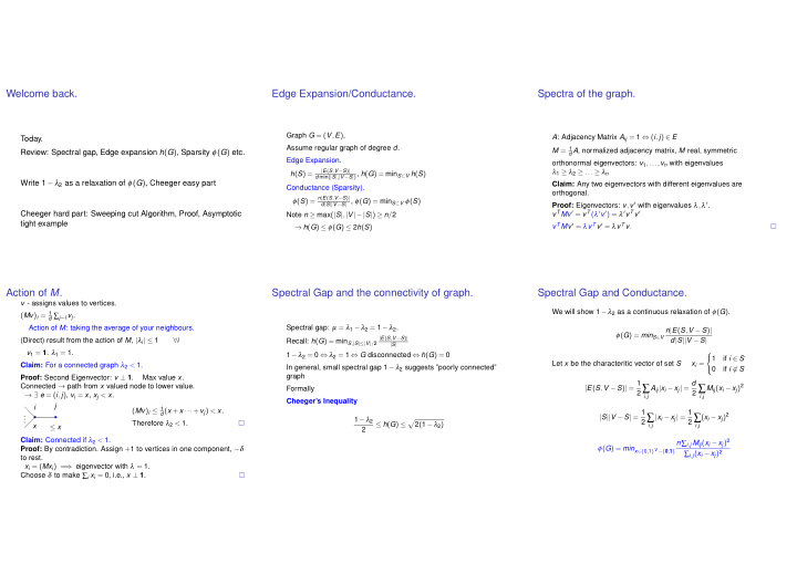 welcome back edge expansion conductance spectra of the