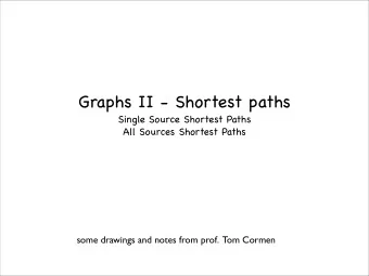 Graphs II - Shortest paths  Single Source Shortest Paths  All Sources Shortest Paths  some drawings
