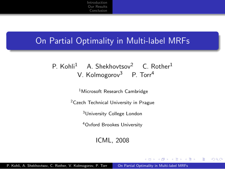 on partial optimality in multi label mrfs