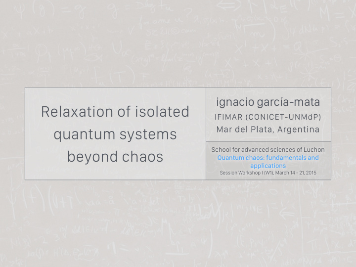 relaxation of isolated